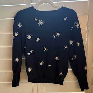 Elegant Navy Star Crew Neck Sweater